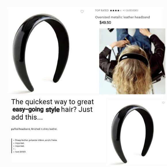 J.CREW OVERSIZED LEATHER HEADBAND PATENT GĹOSSI-PUFF - Picture 15 of 16